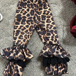 Leopard Print Ruffle Pants